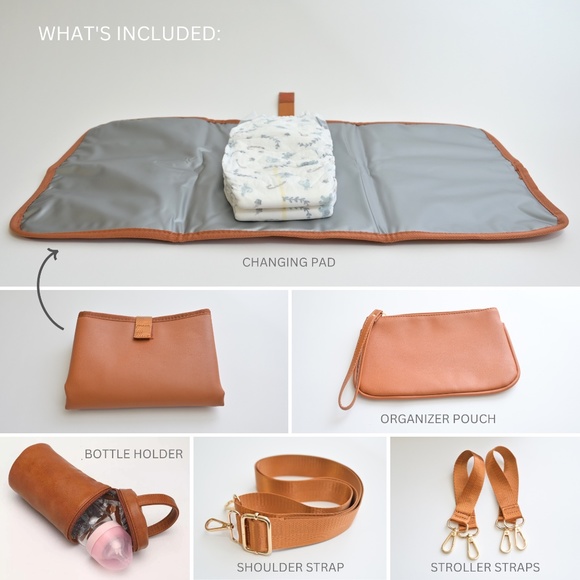 BRAND NEW VEGAN LEATHER DIAPER BAG + ACCESSORIES - Picture 9 of 9